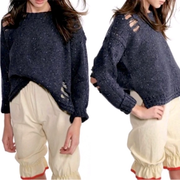 Wildfox After Party wool blend distressed sweater S - Picture 4 of 16